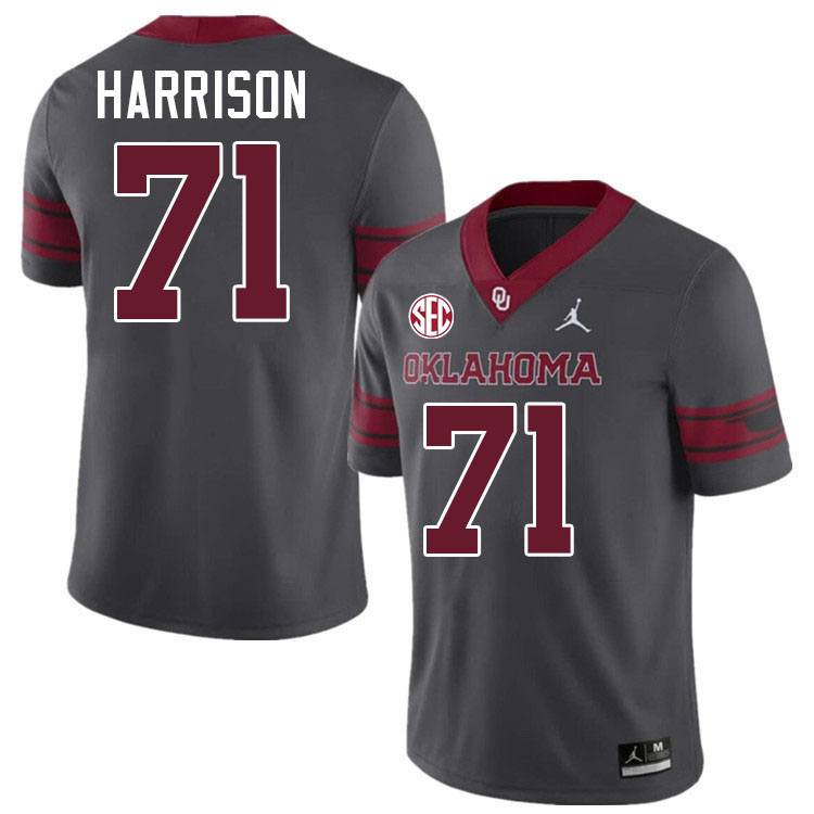 Oklahoma Sooners #71 Anton Harrison College Football Jerseys,Uniforms-Charcoal